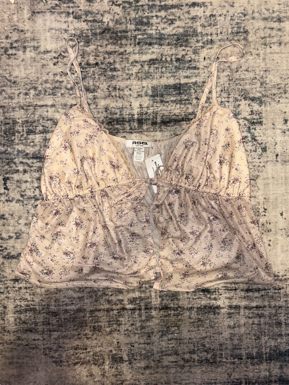 NWT RSQ Cream Floral Tie-Front Cami Top